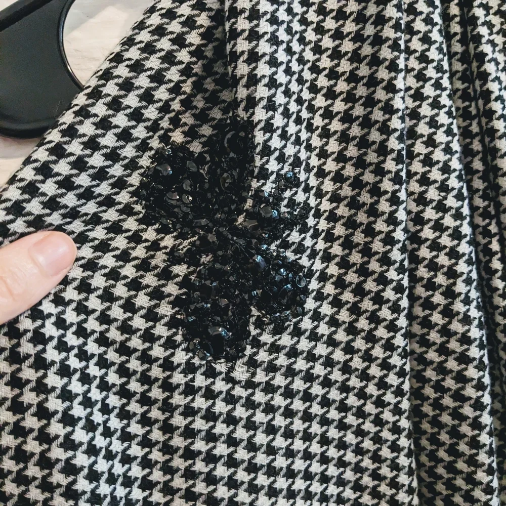 JANAVI Houndstooth Butterfly Merino Wool Blanket Scarf